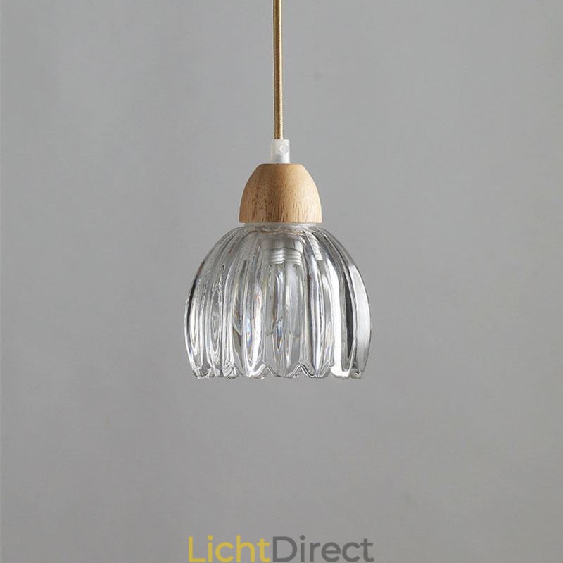 Glazen hanglamp Retro pastorale stijl eiland plafondlamp rubberhout decoratieve lamp