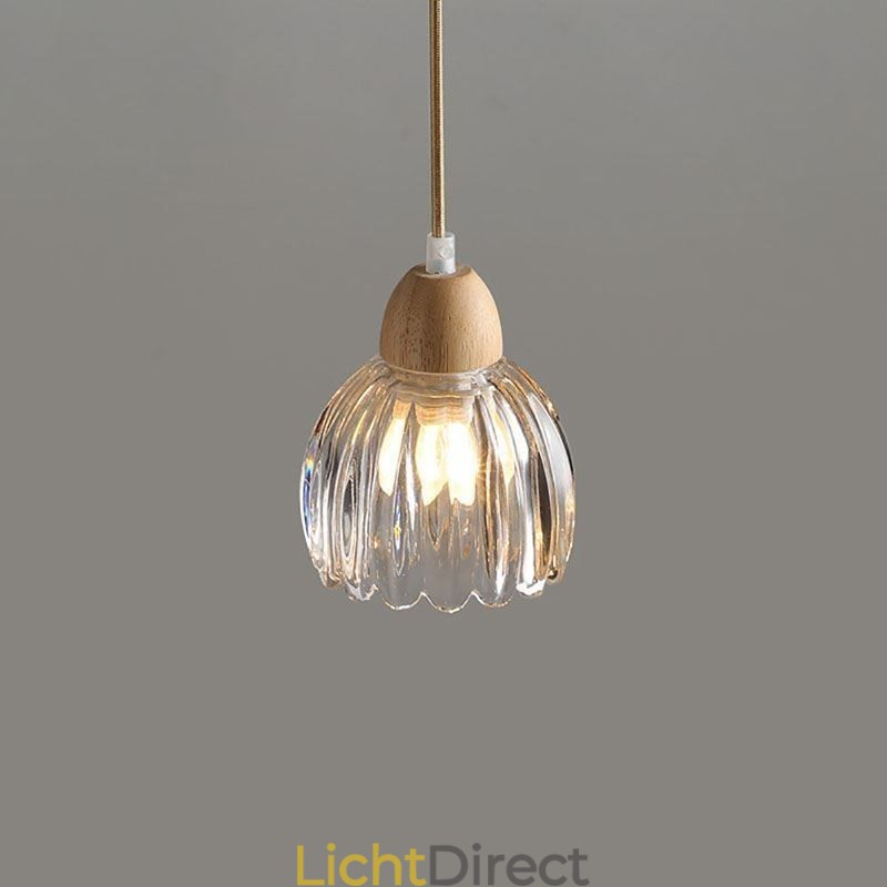 Glazen hanglamp Retro pastorale stijl eiland plafondlamp rubberhout decoratieve lamp