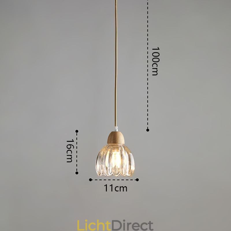 Glazen hanglamp Retro pastorale stijl eiland plafondlamp rubberhout decoratieve lamp