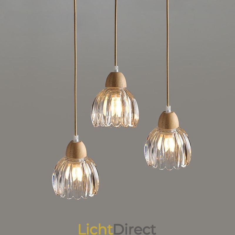Glazen hanglamp Retro pastorale stijl eiland plafondlamp rubberhout decoratieve lamp