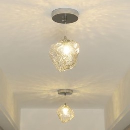 Glazen hanglamp Retro decoratieve lamp IJsblokjesvormige lampenkap