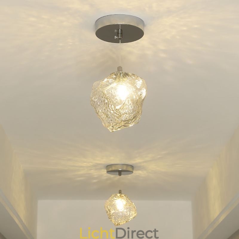 Glazen hanglamp Retro decoratieve lamp IJsblokjesvormige lampenkap