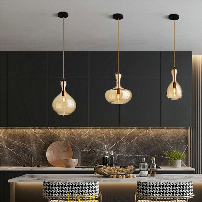 Nordic Glazen Hanglamp Amberkleurige Kap Plafondlamp