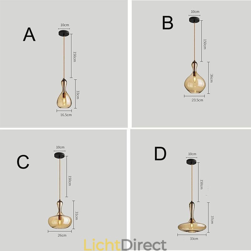 Nordic Glazen Hanglamp Amberkleurige Kap Plafondlamp