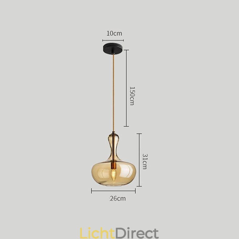 Nordic Glazen Hanglamp Amberkleurige Kap Plafondlamp