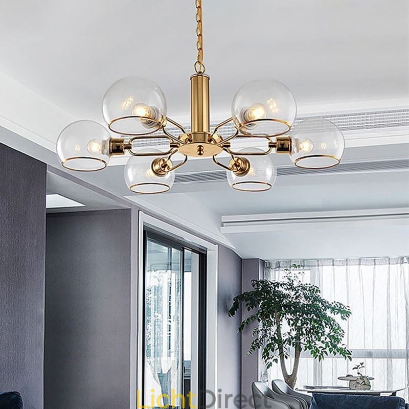 Glazen hanglamp moderne minimalistische smeedijzeren plafondlamp