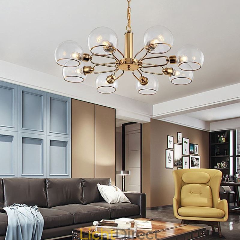 Glazen hanglamp moderne minimalistische smeedijzeren plafondlamp