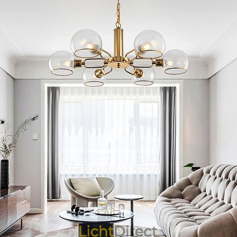 Glazen hanglamp moderne minimalistische smeedijzeren plafondlamp