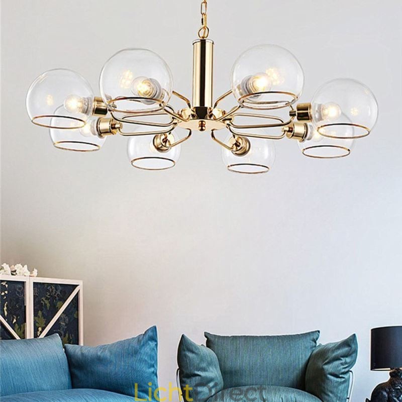 Glazen hanglamp moderne minimalistische smeedijzeren plafondlamp