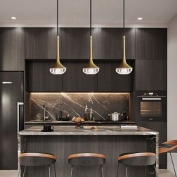 Moderne glazen hanglamp, smeedijzeren glazen plafondlamp