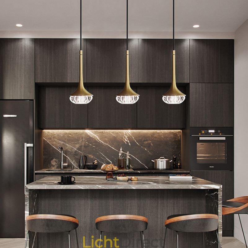 Moderne glazen hanglamp, smeedijzeren glazen plafondlamp