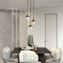 Moderne glazen hanglamp, smeedijzeren glazen plafondlamp