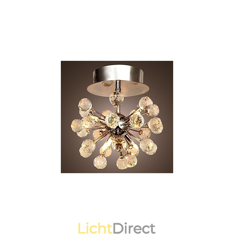 Moderne eigentijdse kristallen mini-stijl chromen metalen kroonluchter inbouw