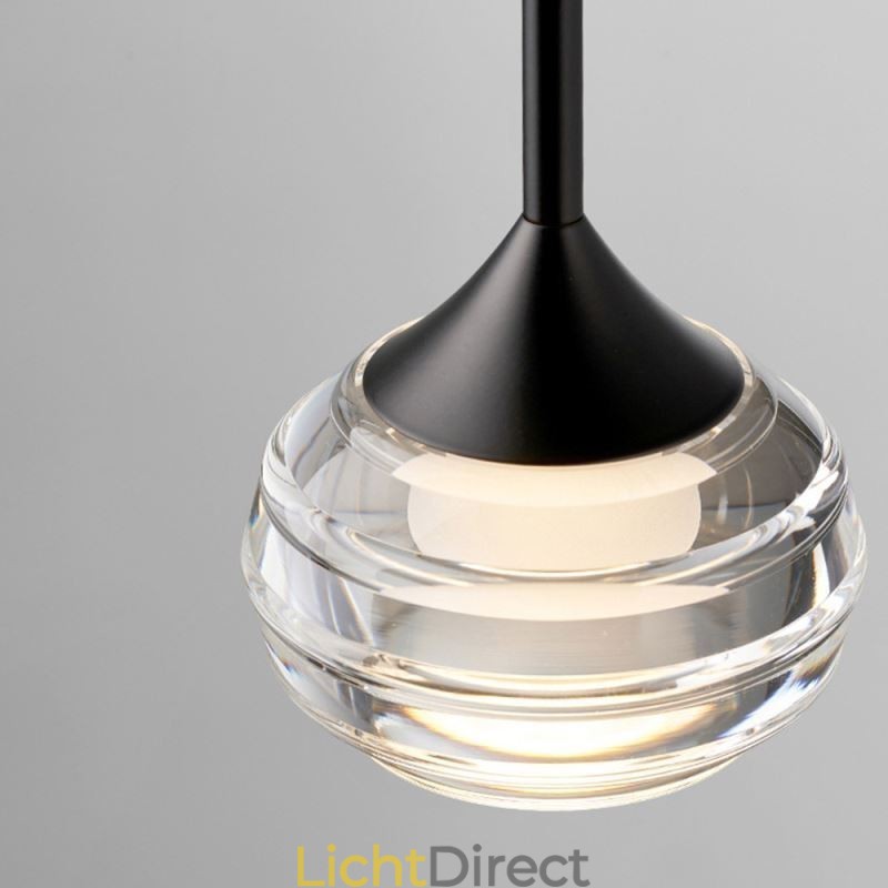 Eenvoudige glazen hanglamp, zwarte decoratieve plafondlampen