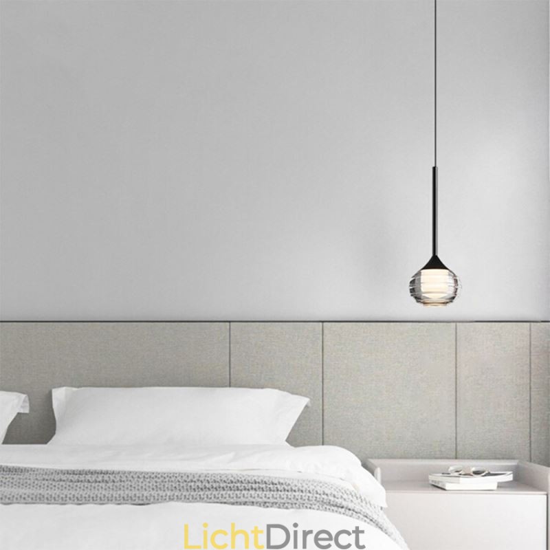 Eenvoudige glazen hanglamp, zwarte decoratieve plafondlampen