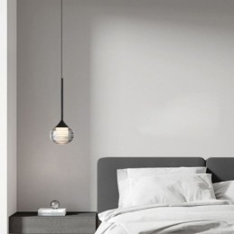 Eenvoudige glazen hanglamp, zwarte decoratieve plafondlampen