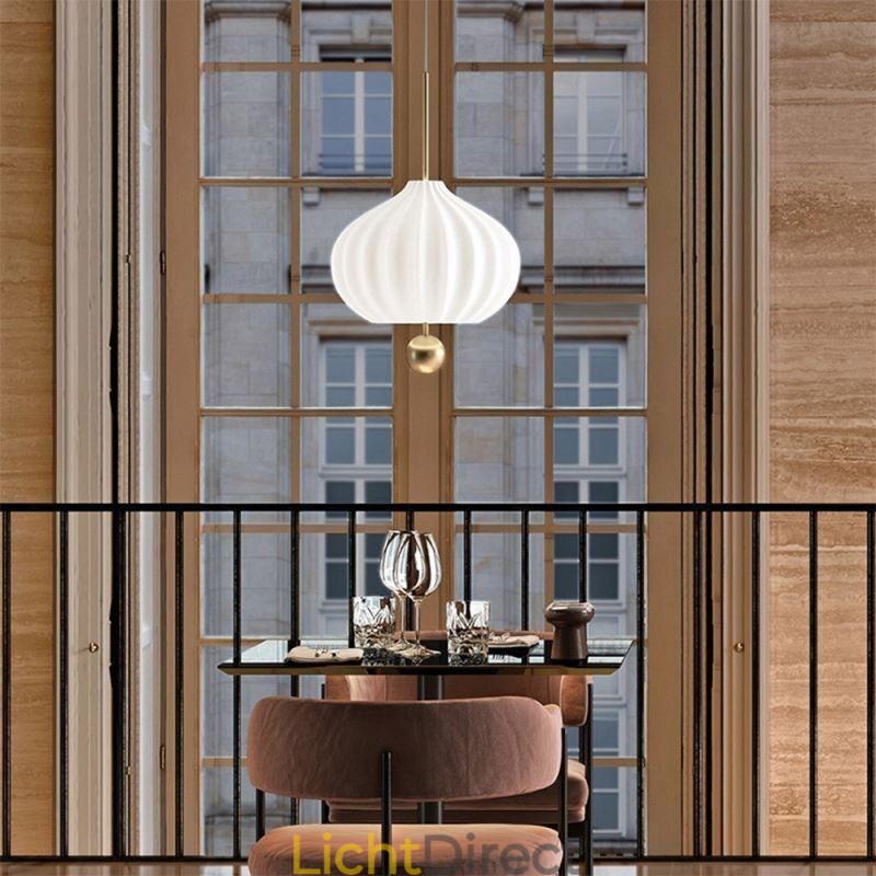 Moderne witte glazen hanglamp bolvormige minimalistische plafondlamp