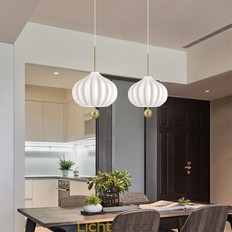 Moderne witte glazen hanglamp bolvormige minimalistische plafondlamp