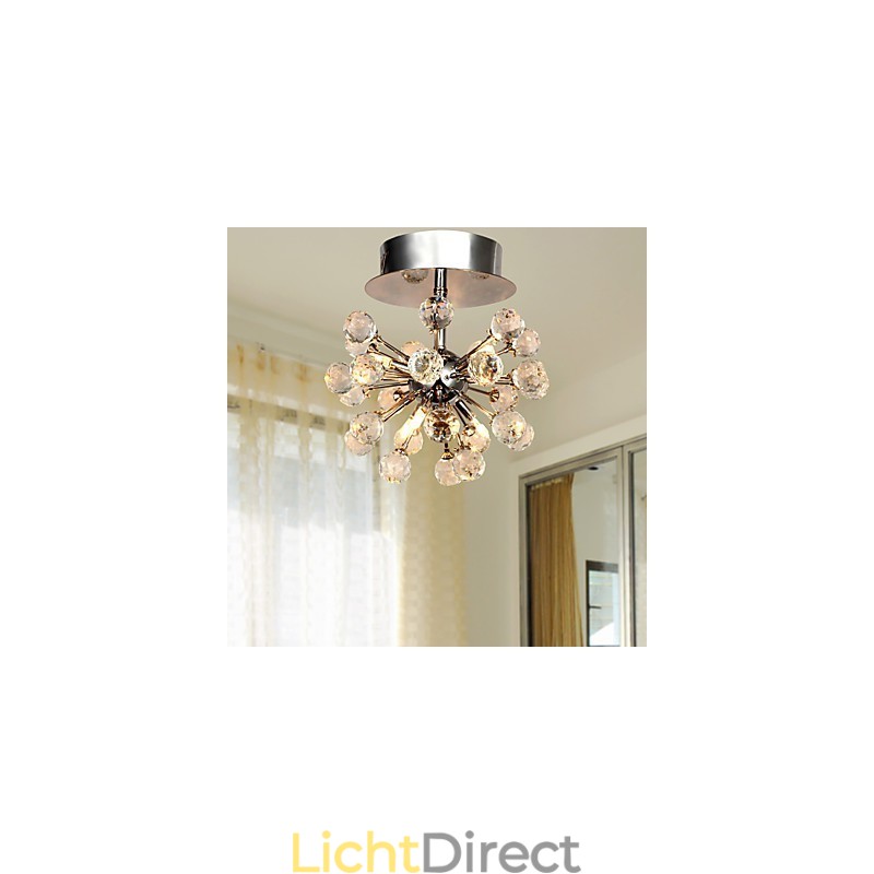 Moderne eigentijdse kristallen mini-stijl chromen metalen kroonluchter inbouw