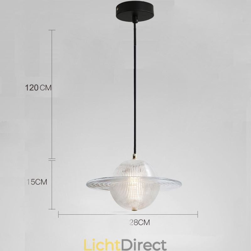 Moderne glazen hanglamp in de vorm van een plafondlamp