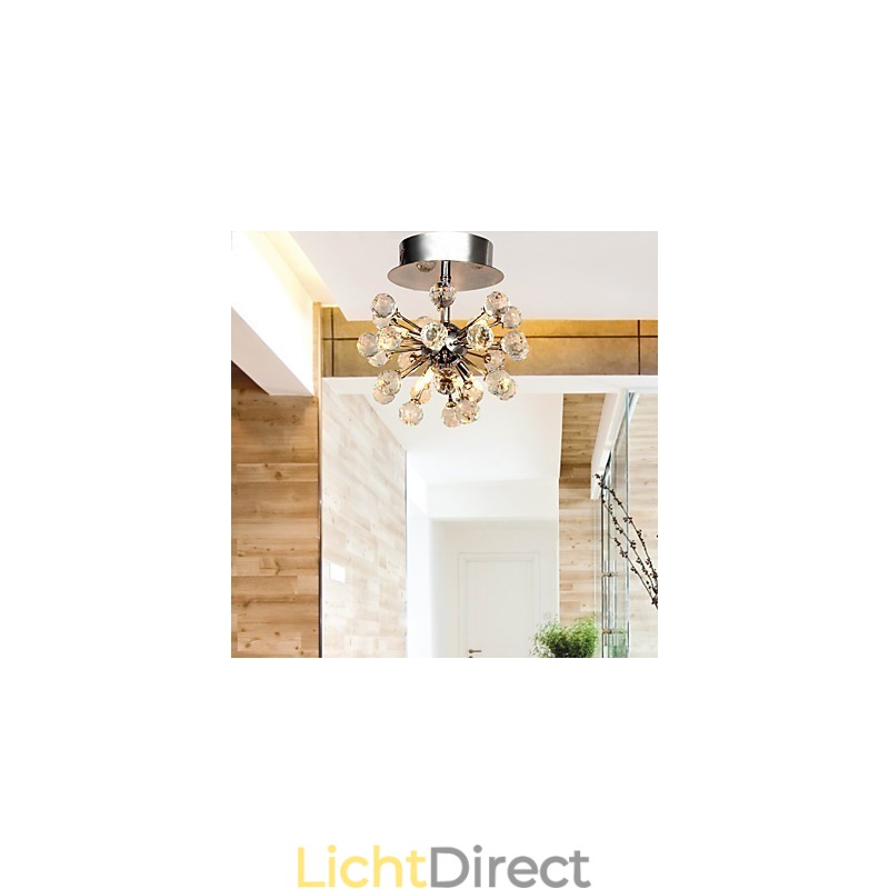 Moderne eigentijdse kristallen mini-stijl chromen metalen kroonluchter inbouw