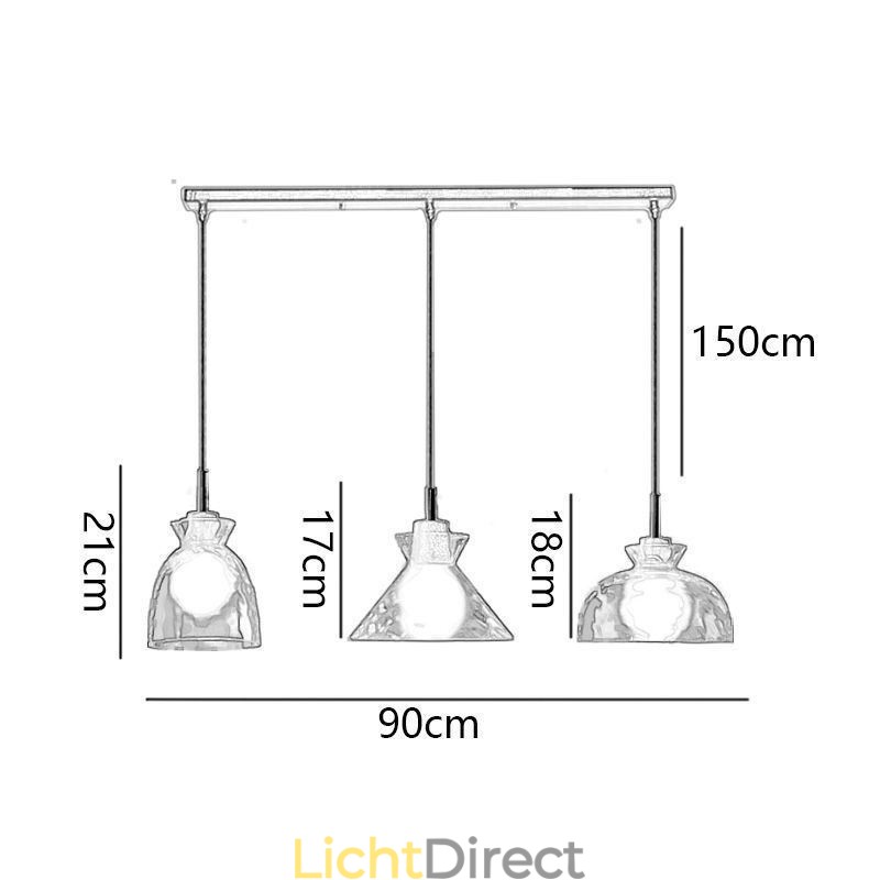 Moderne eenvoudige hanglamp waterdoorlatend glas 3 plafondlamp bedlamp