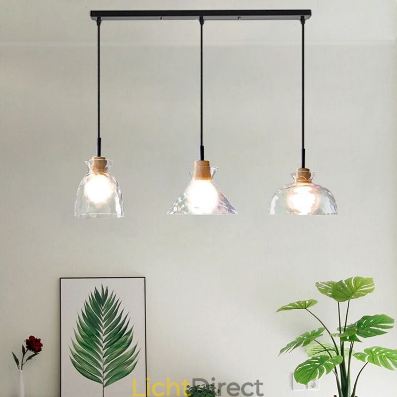 Moderne eenvoudige hanglamp waterdoorlatend glas 3 plafondlamp bedlamp