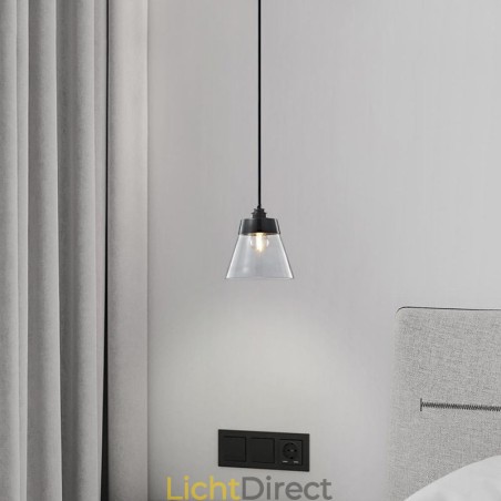 Moderne glazen hanglamp, enkele hangende hanglamp met heldere glazen kap