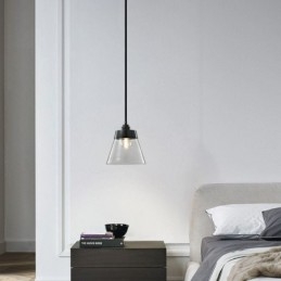 Moderne glazen hanglamp, enkele hangende hanglamp met heldere glazen kap