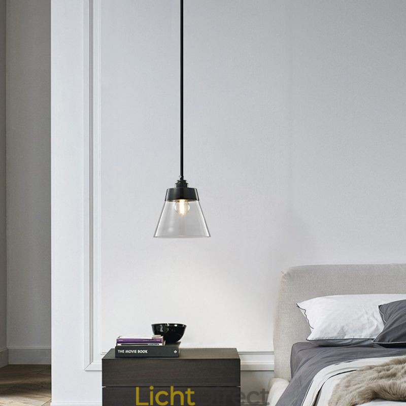 Moderne glazen hanglamp, enkele hangende hanglamp met heldere glazen kap