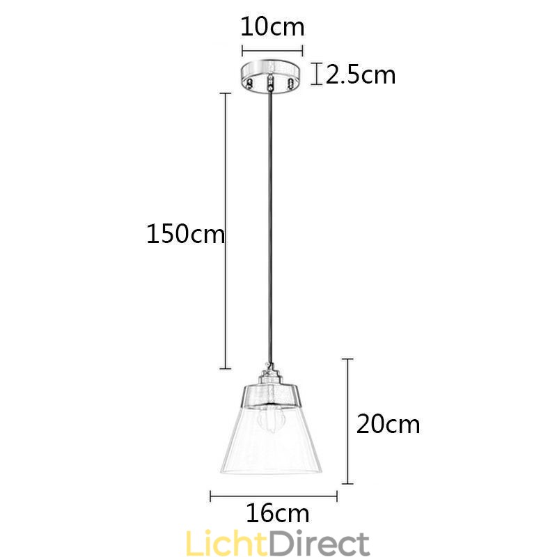Moderne glazen hanglamp, enkele hangende hanglamp met heldere glazen kap