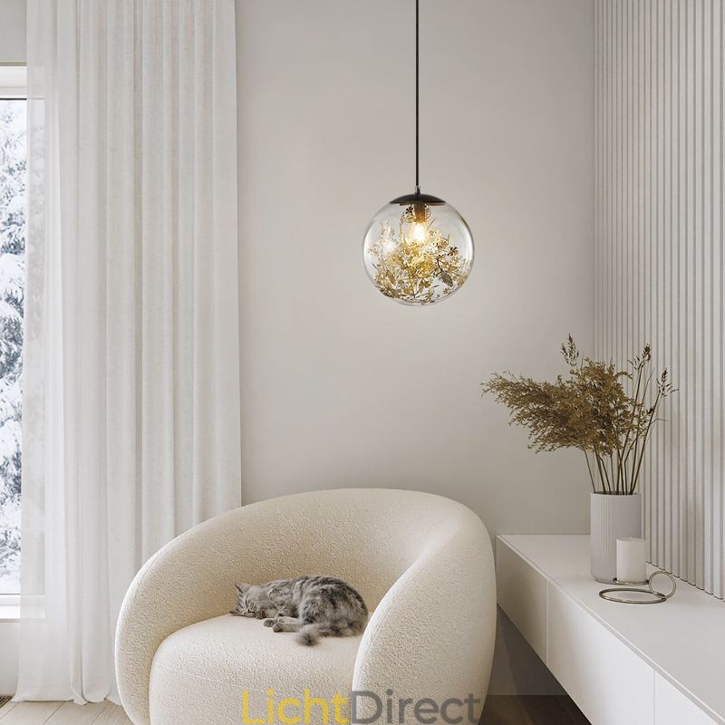 Glazen bol hanglamp bladeren kerst hangende verlichting