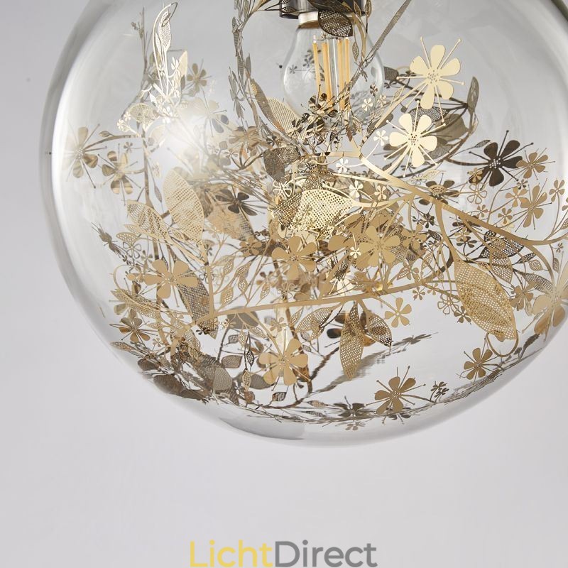 Glazen bol hanglamp bladeren kerst hangende verlichting