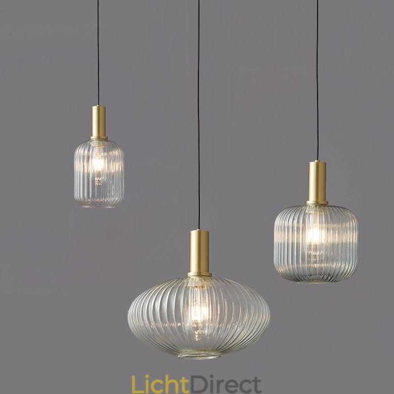 Moderne hanglamp, één licht, glazen hanglamp, eiland