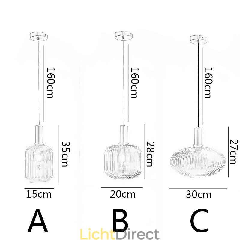Moderne hanglamp, één licht, glazen hanglamp, eiland