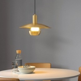 Geborsteld gouden hanglamp met enkele kop