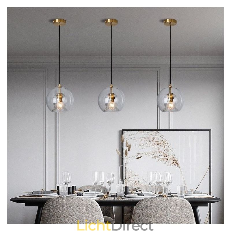 Moderne glazen hanglamp met enkele kop