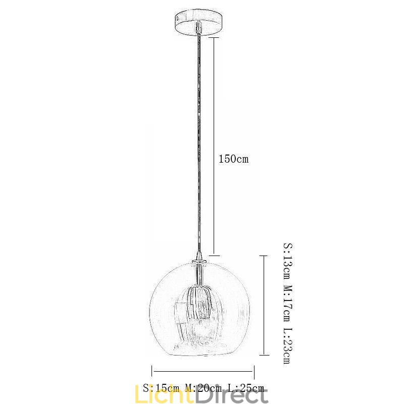 Moderne glazen hanglamp met enkele kop