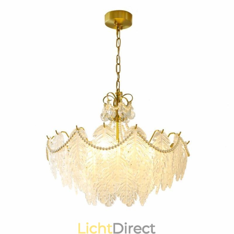 Europese glazen hanglamp, paal, moderne bladhanglamp