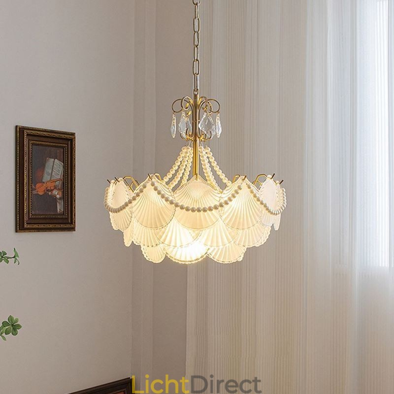 Europese glazen hanglamp Elegante schelpvormige hanglamp