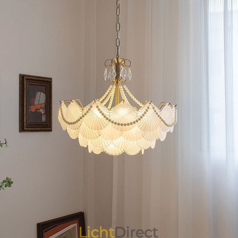 Europese glazen hanglamp Elegante schelpvormige hanglamp
