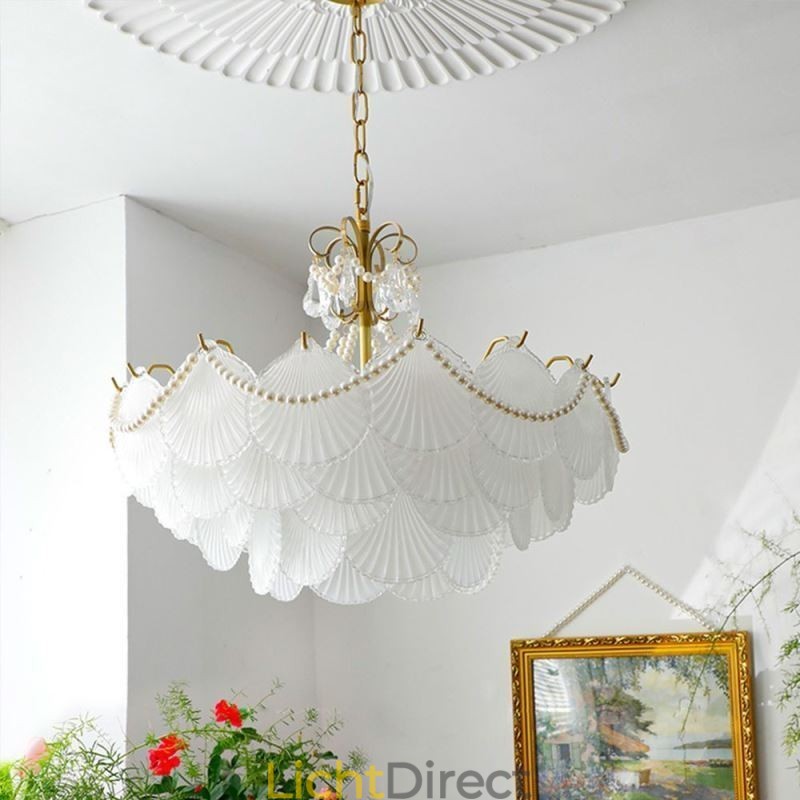 Europese glazen hanglamp Elegante schelpvormige hanglamp