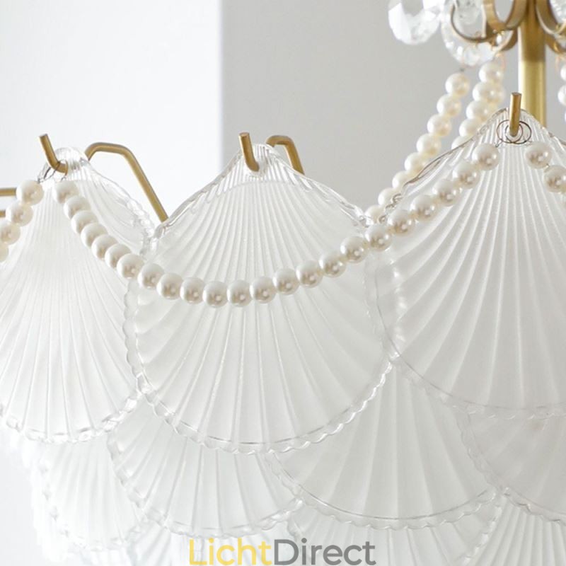 Europese glazen hanglamp Elegante schelpvormige hanglamp