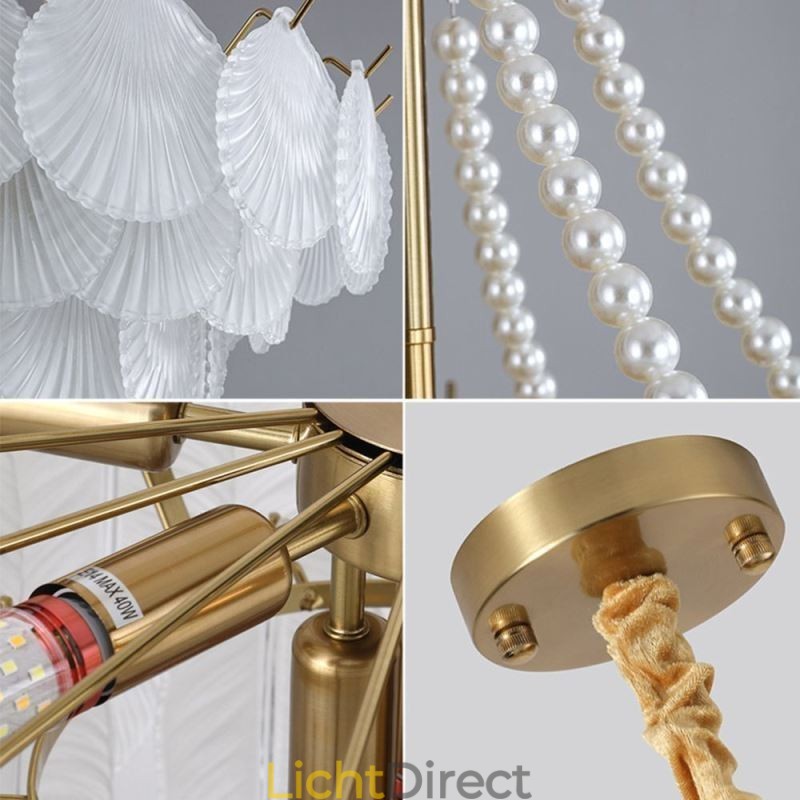 Europese glazen hanglamp Elegante schelpvormige hanglamp