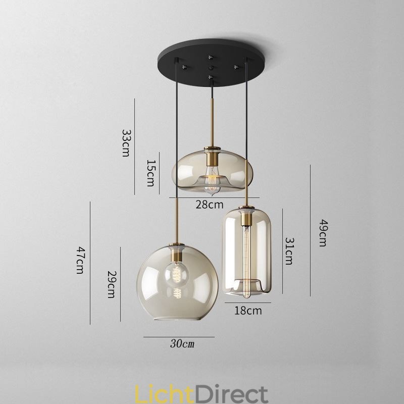 3-lichts glazen hanglamp klassieke cluster hangende verlichtingsarmatuur café