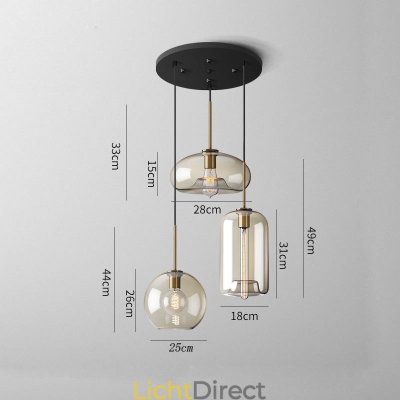 3-lichts glazen hanglamp klassieke cluster hangende verlichtingsarmatuur café