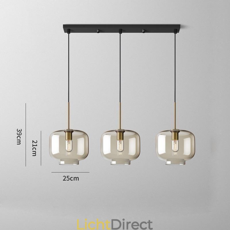3-lichts glazen hanglamp klassieke cluster hangende verlichtingsarmatuur café