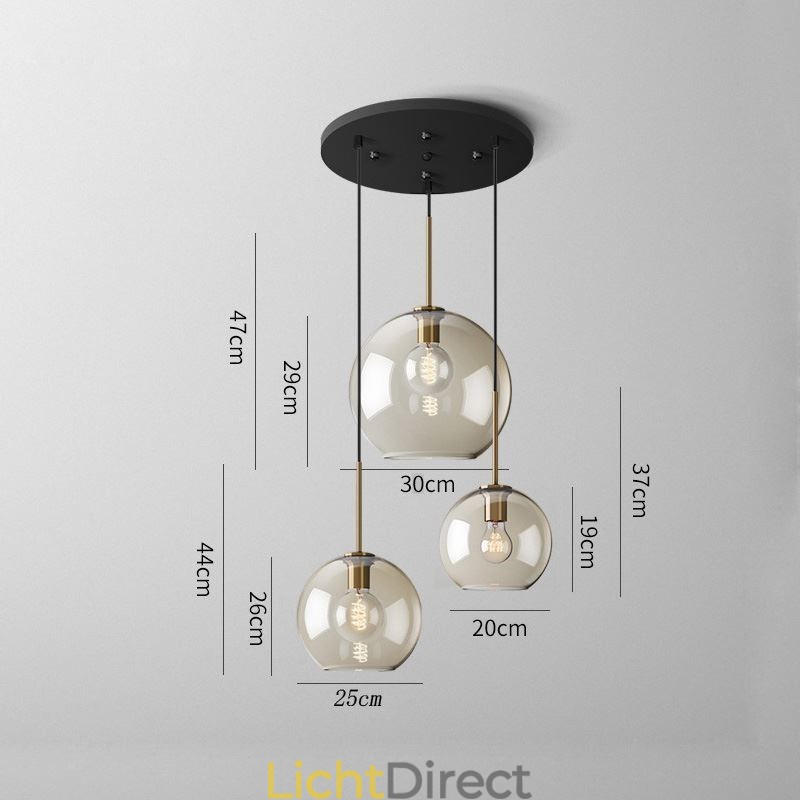 3-lichts glazen hanglamp klassieke cluster hangende verlichtingsarmatuur café