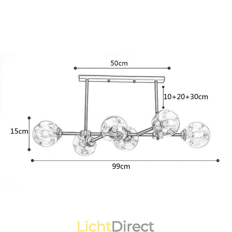 6-lichts moderne glazen plafondlamp Magic Bean-lamp