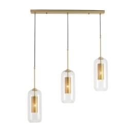 Nordic helder glazen hanglamp Unieke binnen messing holle hanglamp